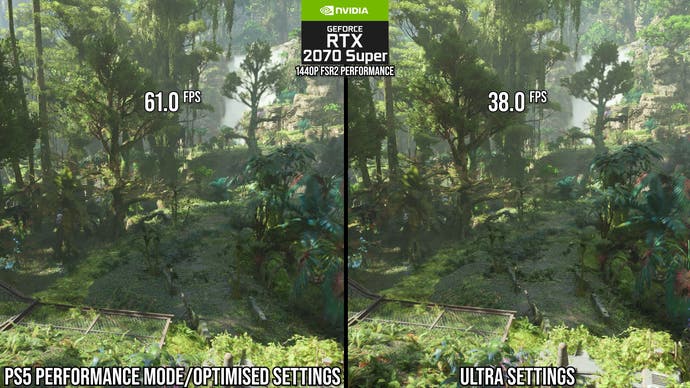 pc optimised vs default settings in avatar frontiers of pandora performance comparison