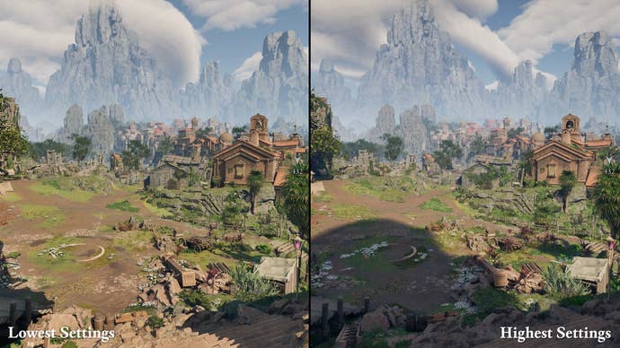 Avowed PC comparison between low and highest settings