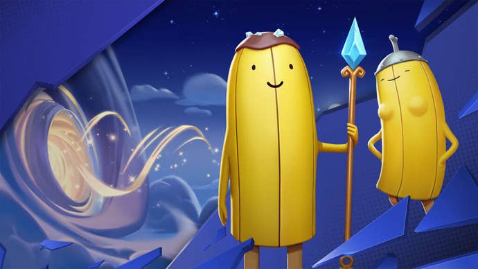 Artwork of Adventure Time’s Banana Guard and Lady Banana Guard characters in MultiVersus