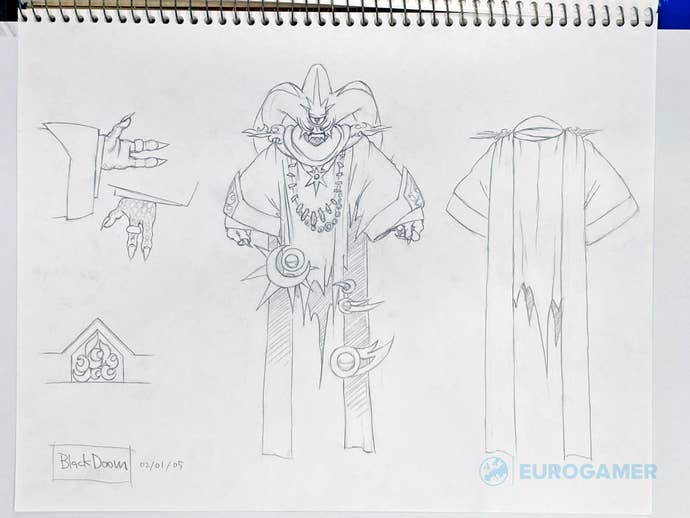 Sketch of Black Doom, Shadow the Hedgehog villain, with long cloak and tentacles