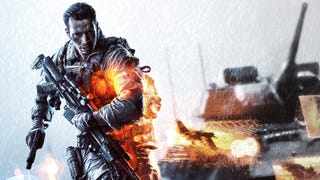 A close-up of the soldier from the iconic Battlefield 4 art, with the colour slowly fading to the right side.