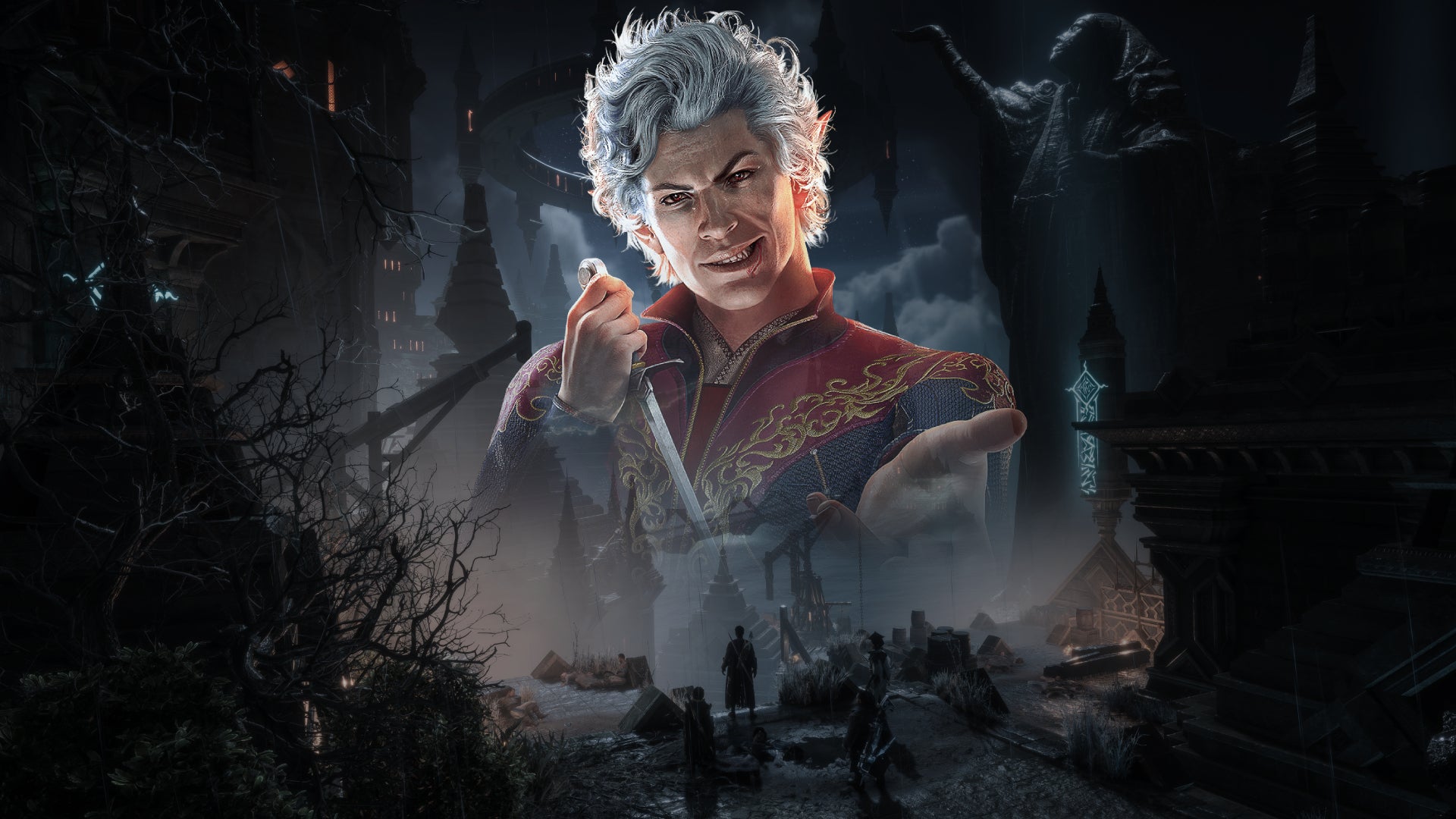 Astarion from Baldur's Gate 3 overlooks the party from Dragon Age Veilguard - 1