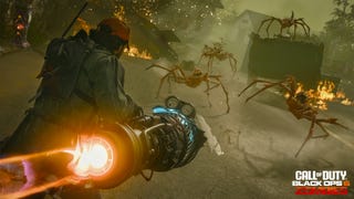 A player aims the Jet Gun at a bunch of Vermin in Call of Duty: Black Ops 6 Zombies