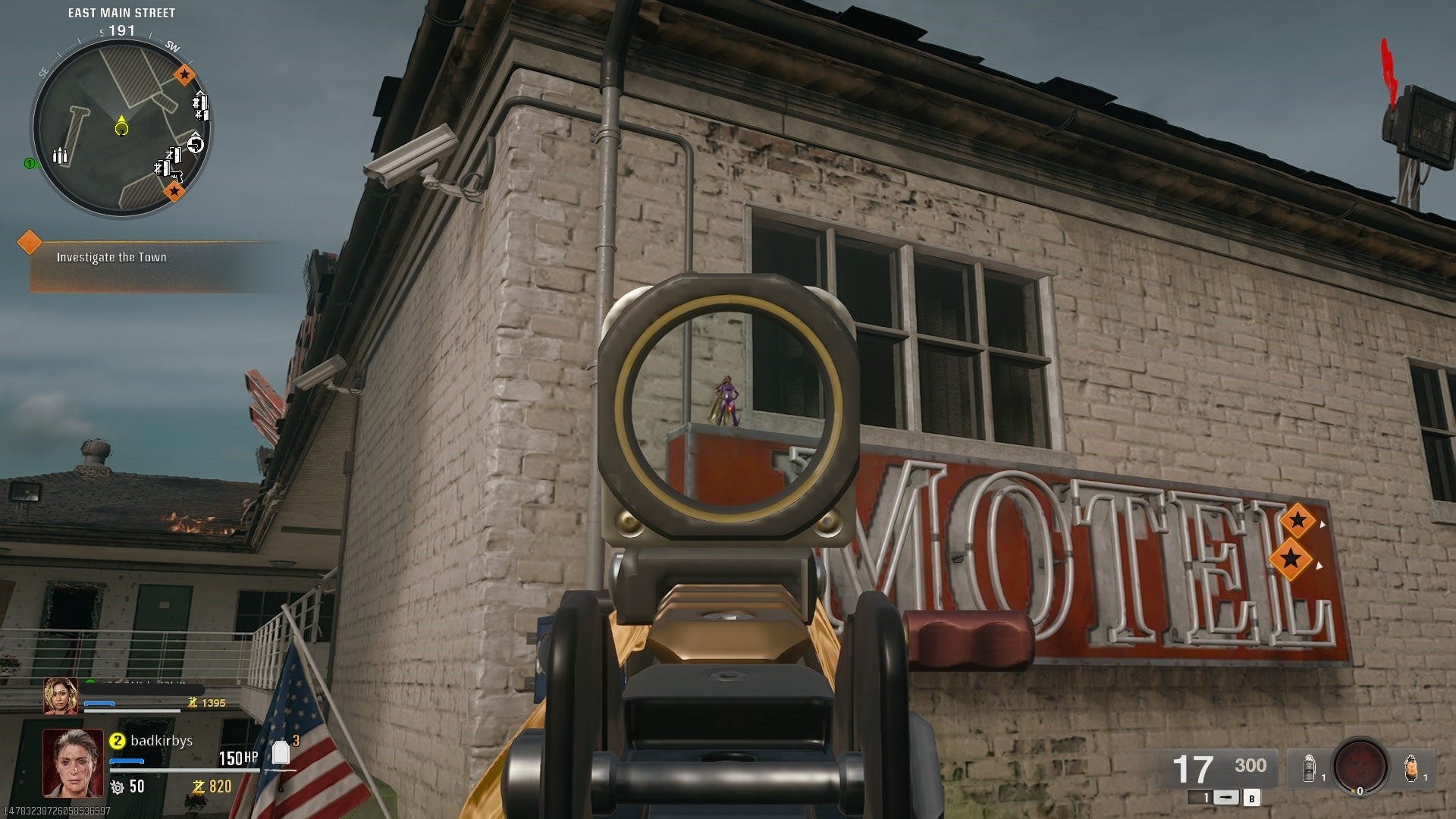 The player aims at an Aetherella figurine on Liberty Falls in Call of Duty: Black Ops 6 - 7