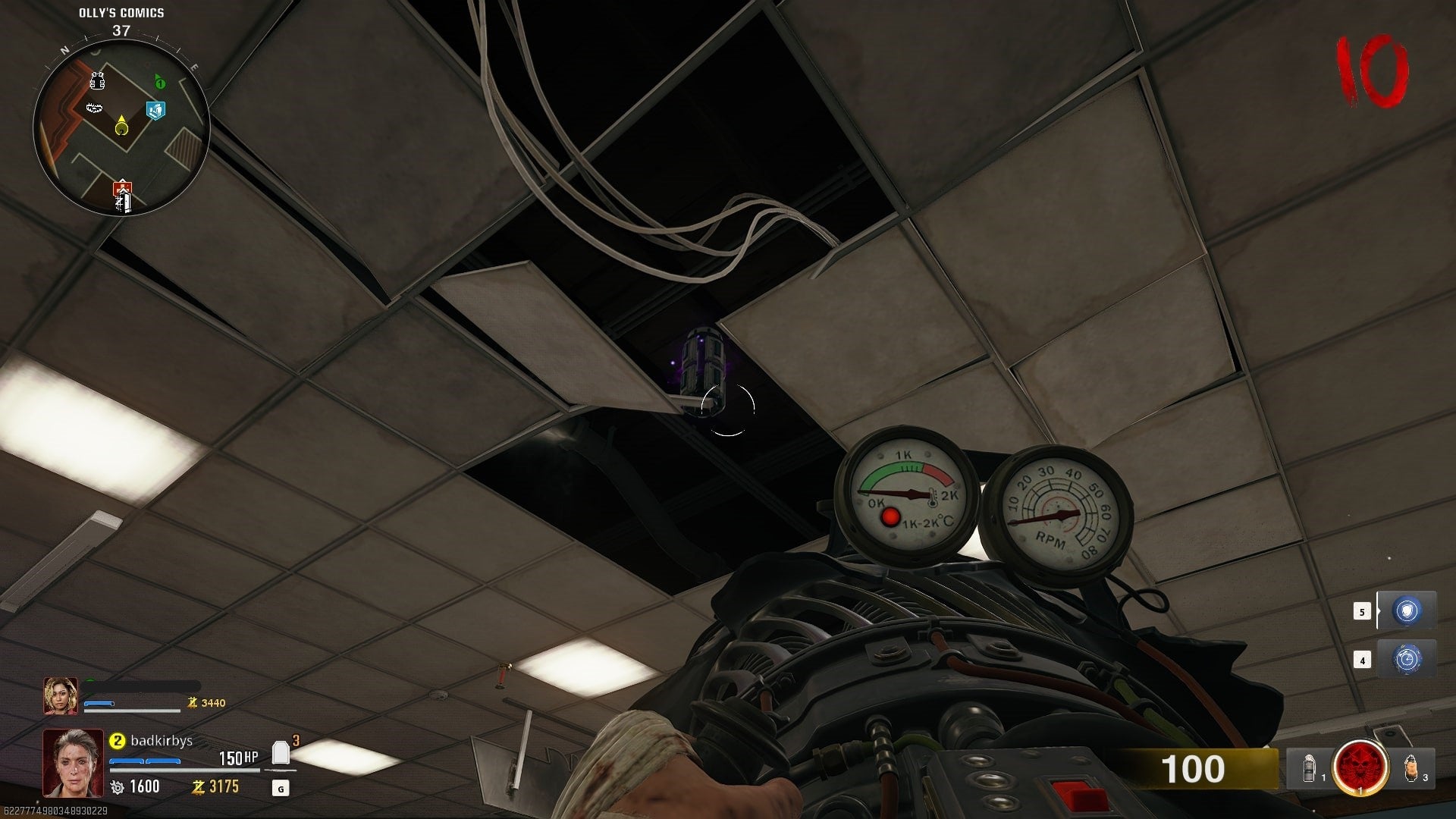 The player aims the Jet Gun at an LTG component in the ceiling of Olly&rsquo;s Comics  in Call of Duty: Black Ops 6