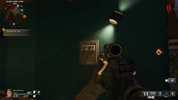 The player looks at the Water Pressure Gauge in the Liberty Falls bowling alley in Call of Duty: Black Ops 6