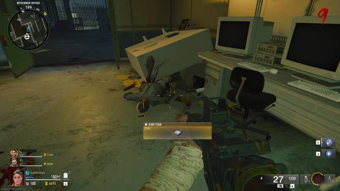 The player looks at an EMF Fob on the floor on Terminus in Call of Duty: Black Ops 6