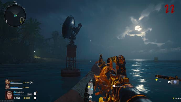 The player aims at a buoy that needs hacking on Terminus in Call of Duty: Black Ops 6