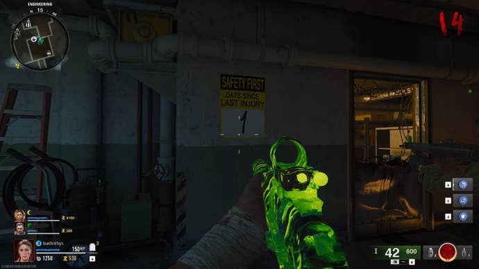 The player looks at a ‘Days Since Last Accident’ poster on the wall of Terminus in Call of Duty: Black Ops 6