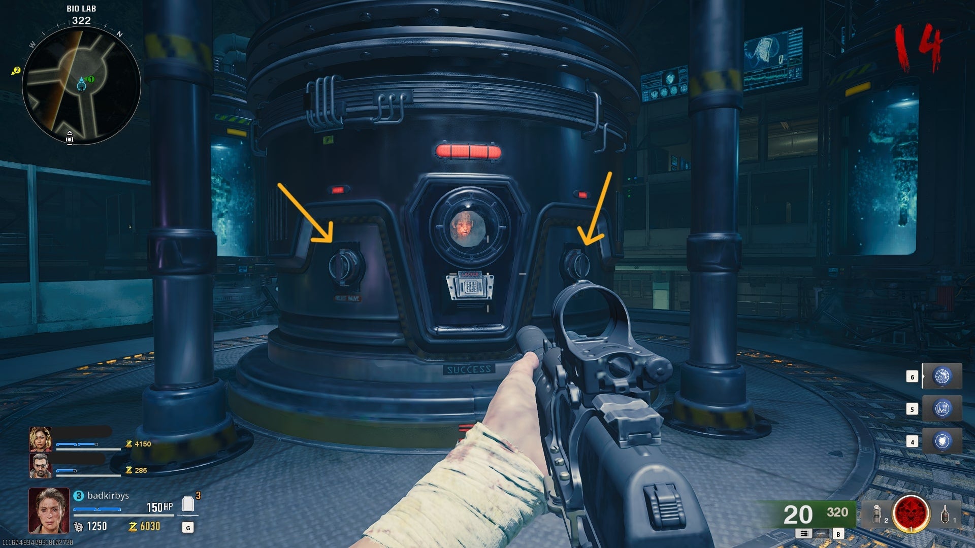 The player looks at Nathan in the Bio Lab, with the valves of his pod labelled, in Call of Duty: Black Ops 6 - 8