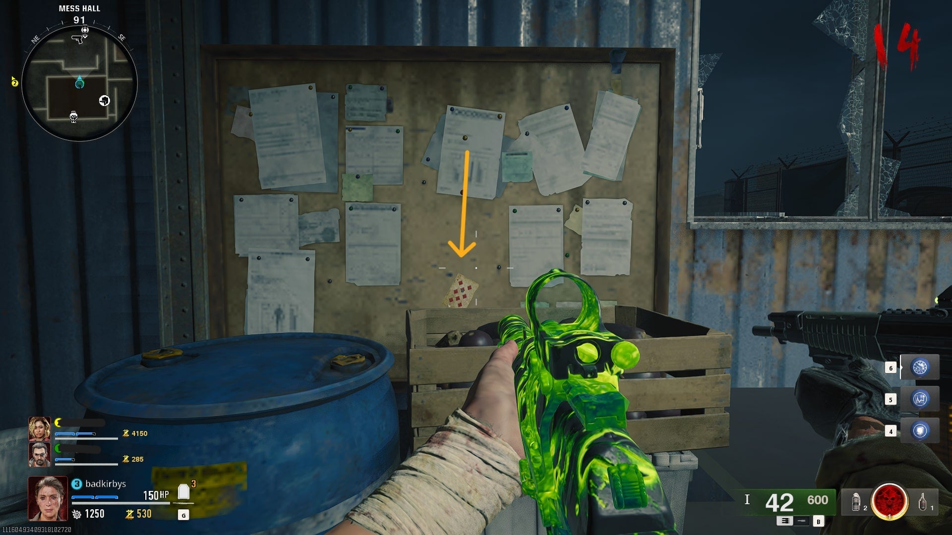 The player looks at a playing card on a corkboard on Terminus in Call of Duty: Black Ops 6 - 6