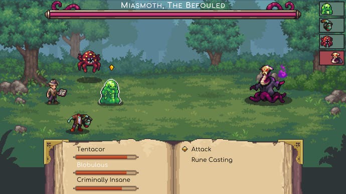 Book of Abominations combat screen