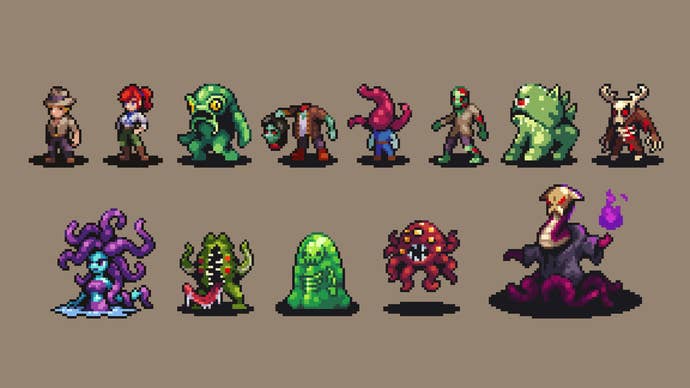 The character art for players and monsters in Book of Abominations