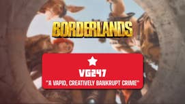 A one-star review header for the Borderlands film that reads: "A vapid, creatively bankrupt crime"