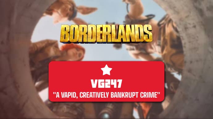 A one-star review header for the Borderlands film that reads: “A vapid, creatively bankrupt crime”