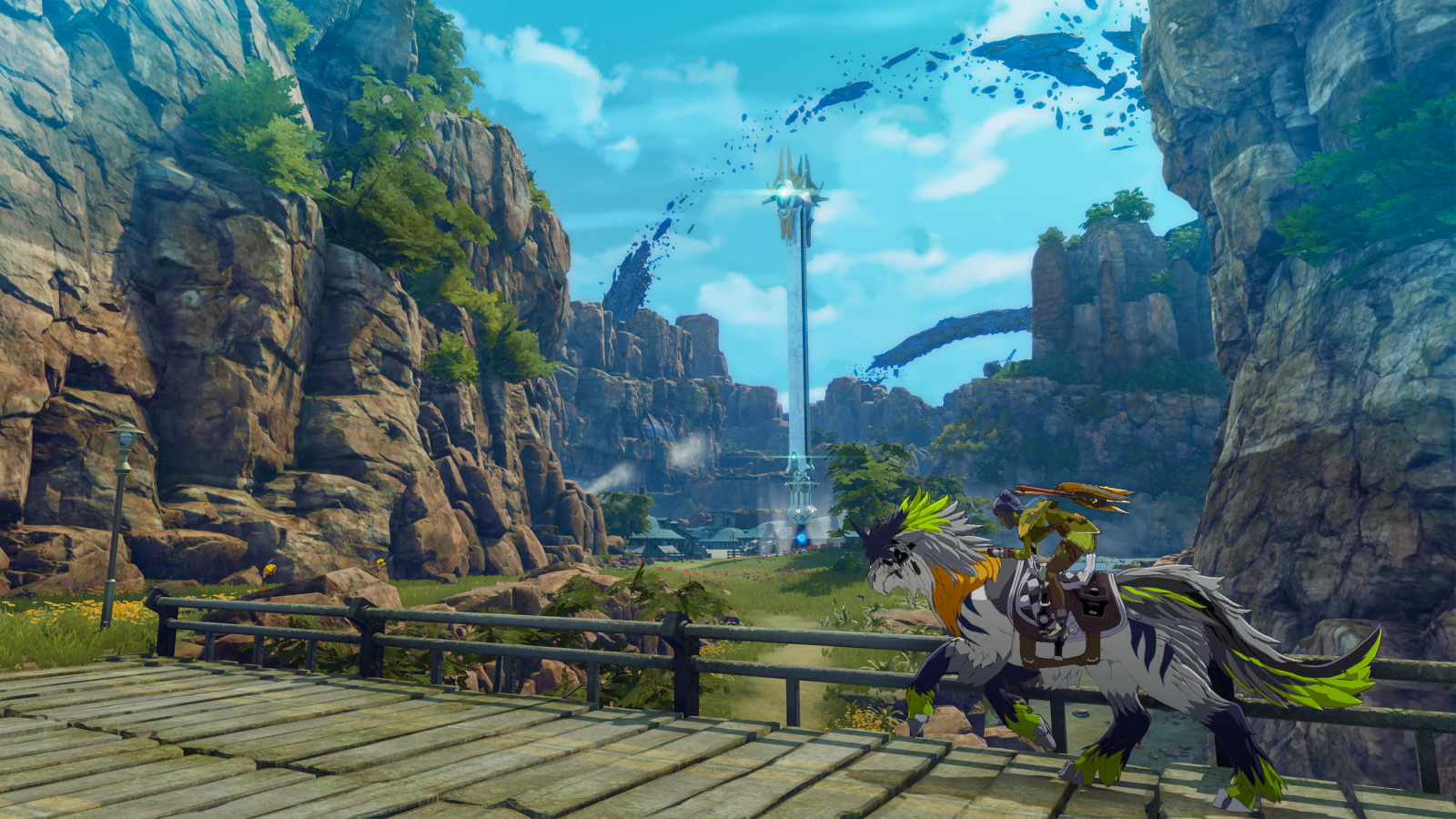 Montegnor Valley vista with running mount in Blue Protocol