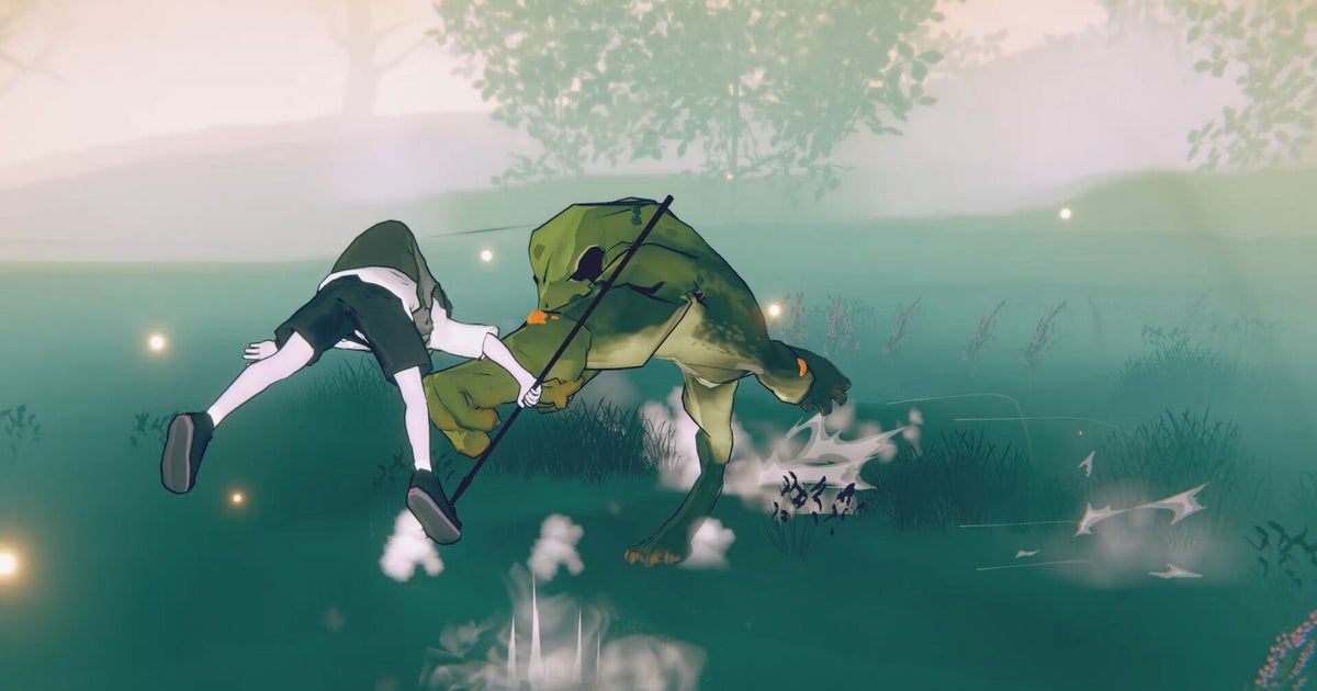Punch a buff frog and try not to let it hit you back with its massive tongue in the frenetic BREKEKEKEX