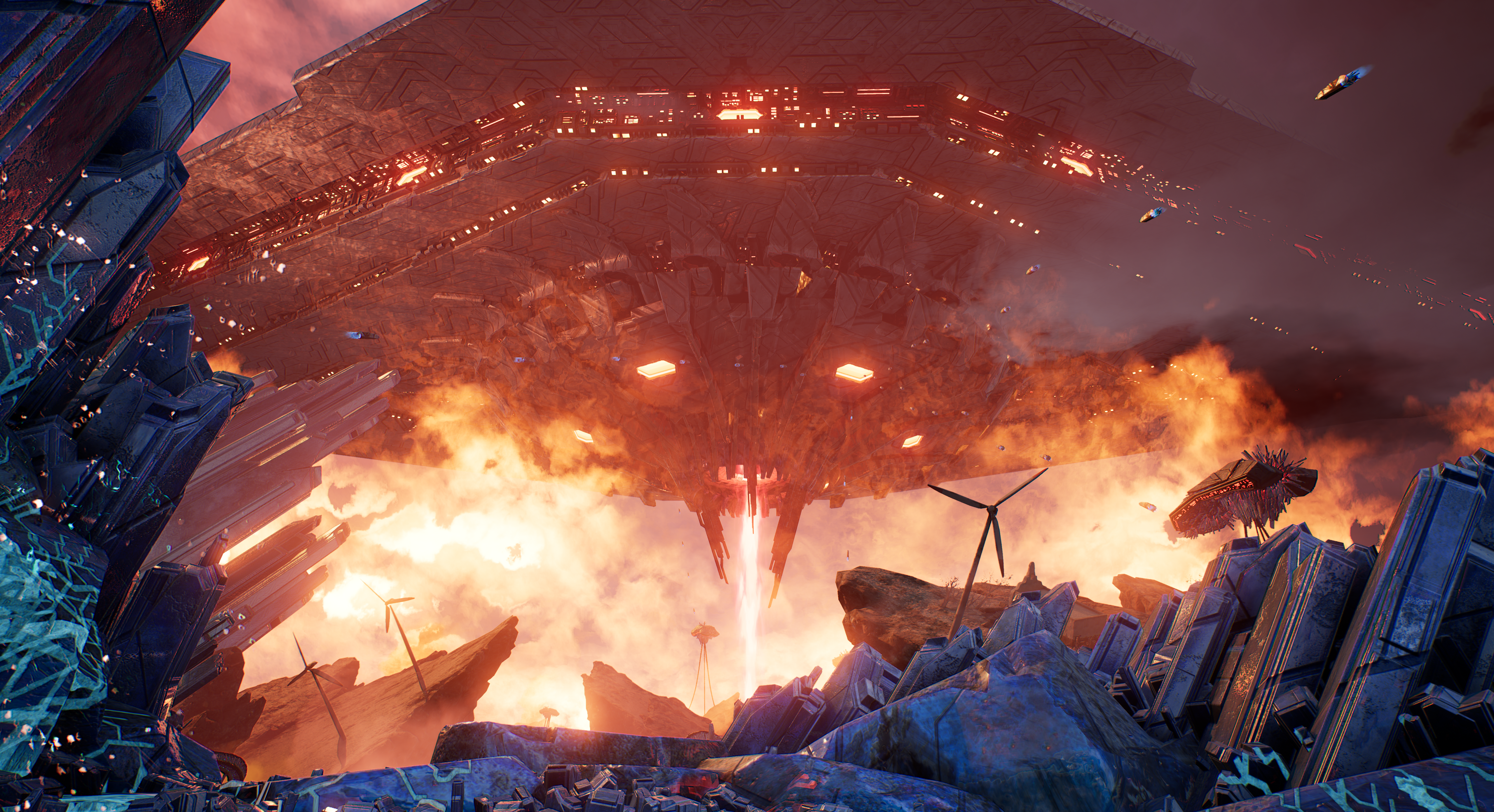 PUBG Battlegrounds' Xeno Point official screenshot showing a big alien ship invading