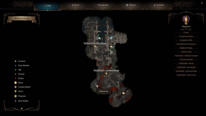 Map showing the location of mirthal ore