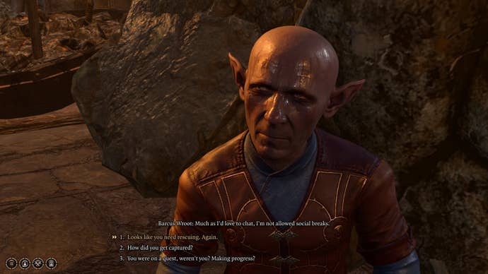 The player speaks with Barcus Wroot in Grymforge in Baldur’s Gate 3