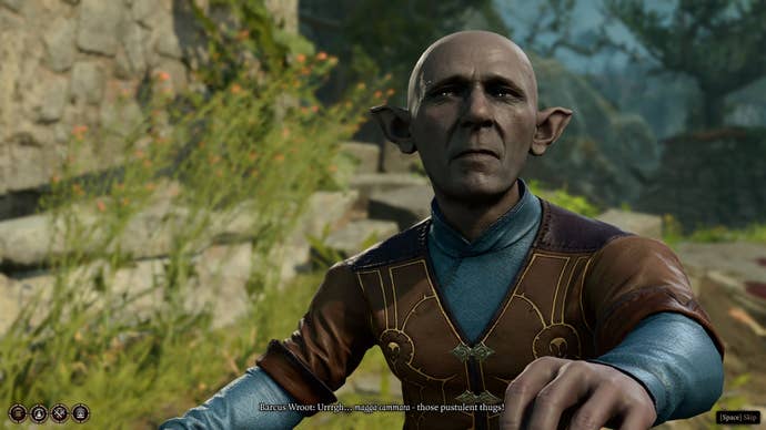 The player speaks with Barcus Wroot, a Deep Gnome in Baldur’s Gate 3