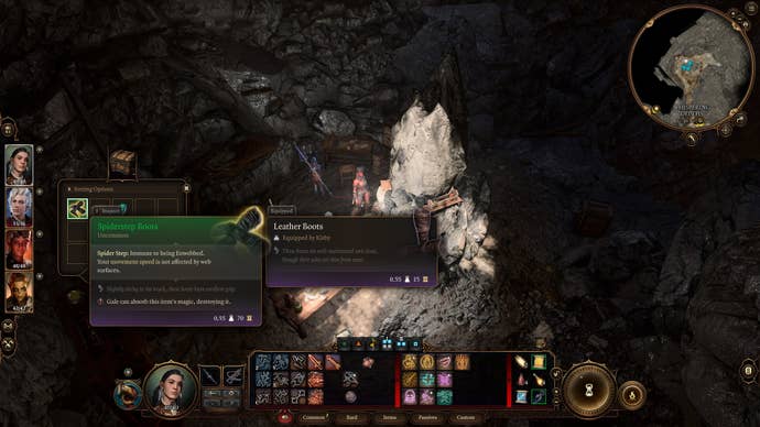 The player opens a chest containing some Spiderstep Boots in Baldur’s Gate 3