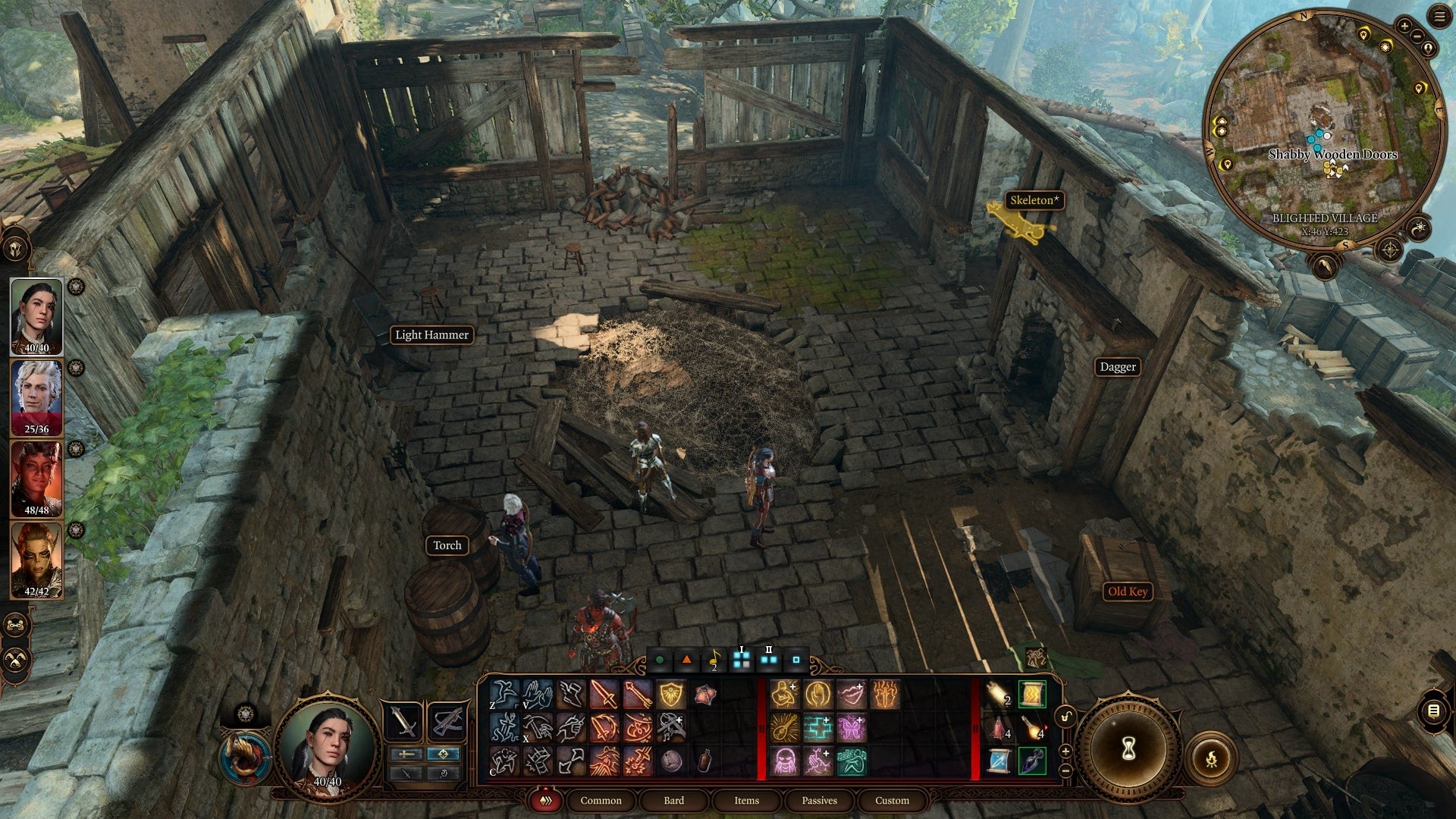 The player stand beside some cobwebs in the Blacksmith&rsquo;s house in Baldur&rsquo;s Gate 3