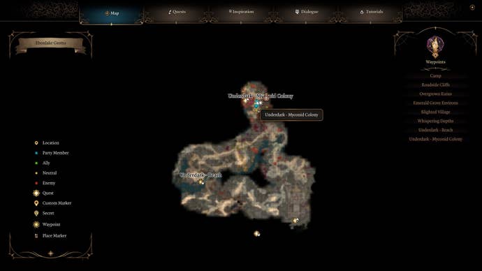 A map of the Underdark in Baldur’s Gate 3
