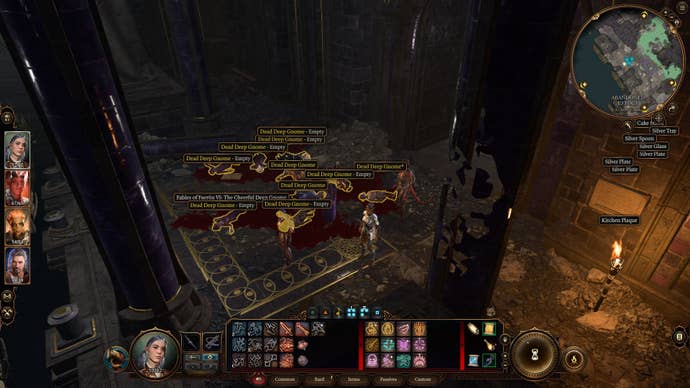 The player stands beside the bodies of multiple dead Deep Gnomes in Baldur’s Gate 3