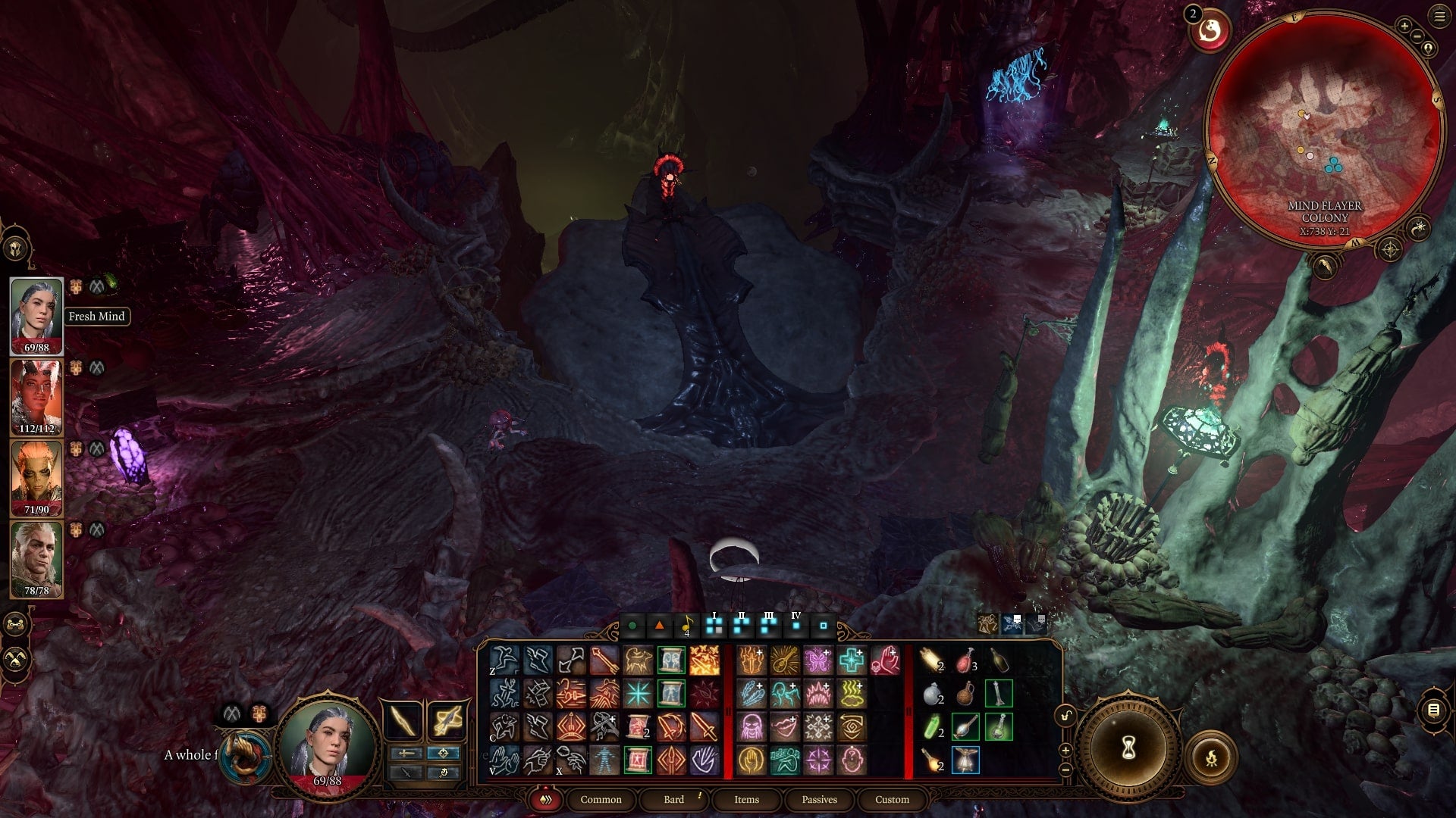 The player faces an elevator in the Mind Flayer Colony that is beside a restoration point in Baldur&rsquo;s Gate 3