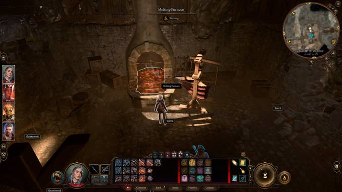The player interacts with the furnace at the Blacksmith’s house in Baldur’s Gate 3