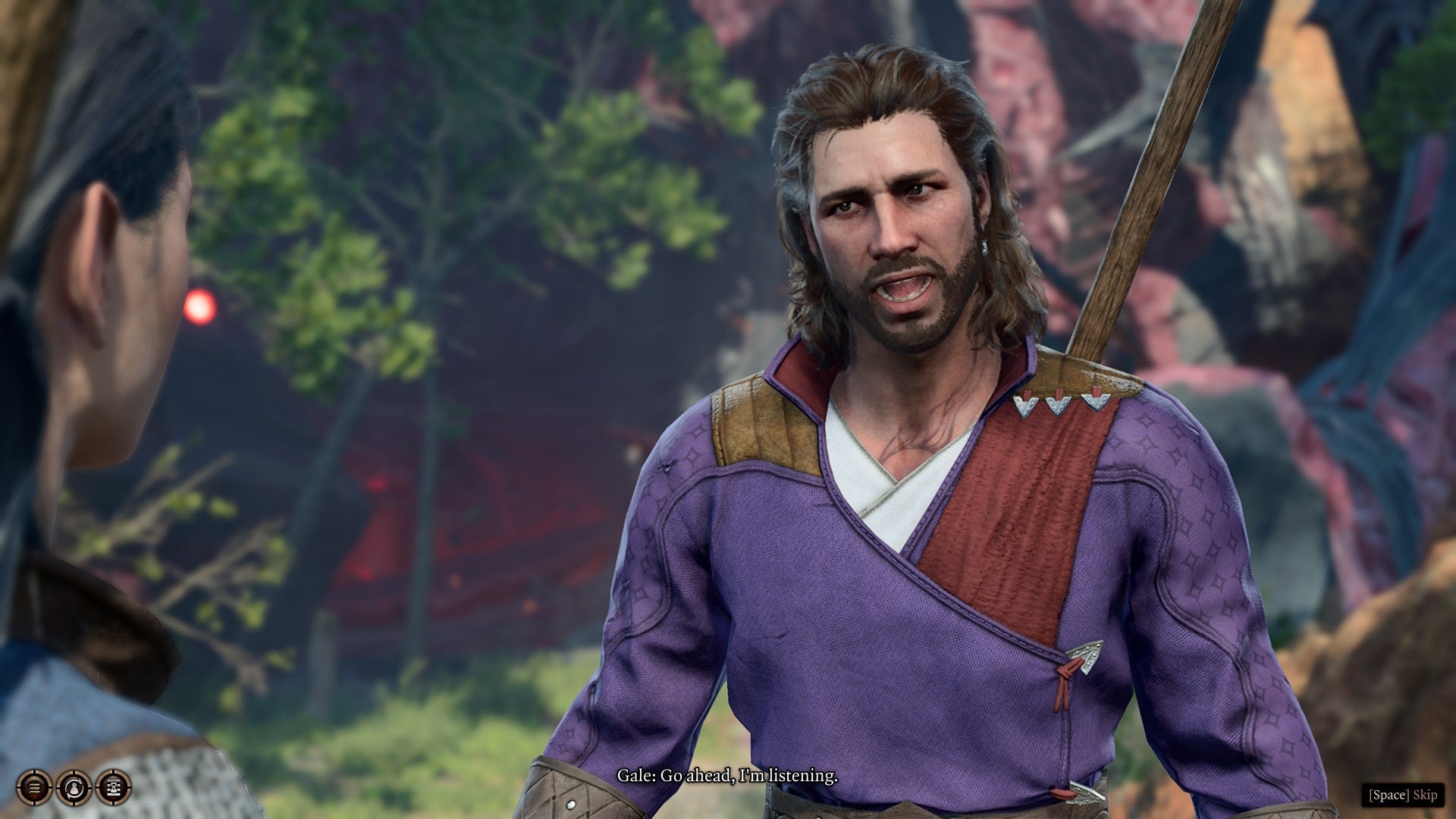 The player speaks with Gale in Baldur&rsquo;s Gate 3