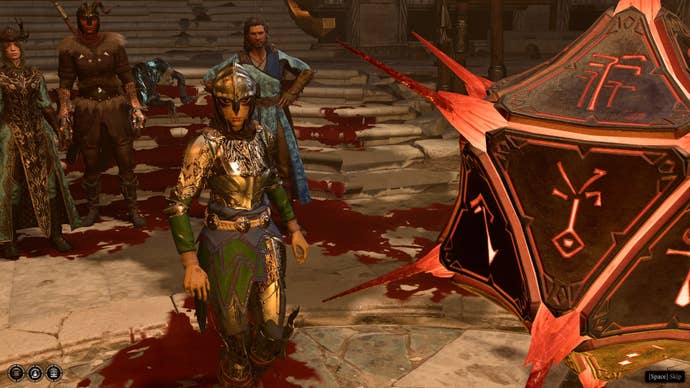 Lae’zel faces the artifact in the Inquisitor’s Chamber of the Githyanki Creche in Baldur’s Gate 3