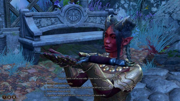 The player speaks with their Guardian in the Astral Plane in Baldur’s Gate 3