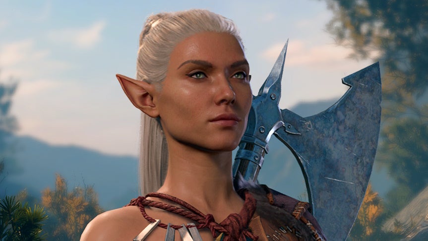 Close up of female body shaped High Elf.