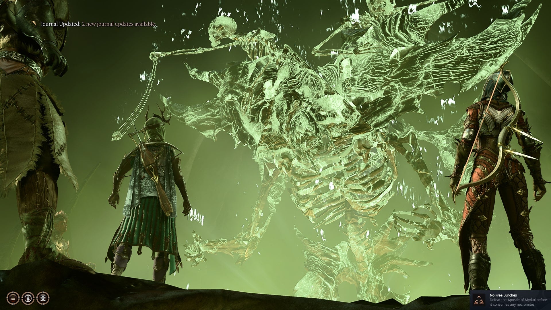 The player party faces the corpse of the Apostle of Myrkul after a fight in the Mind Flayer Colony in Baldur&rsquo;s Gate 3