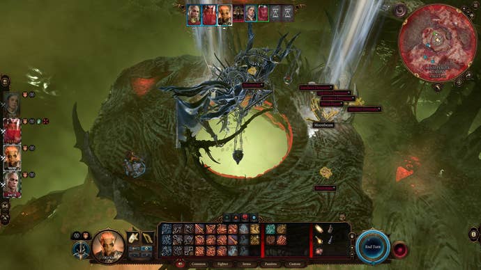 The player is amidst a battle with Apostle of Myrkul in the Mind Flayer Colony in Baldur’s Gate 3