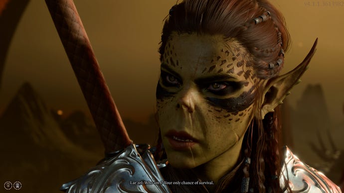 Lae’zel talks to the player in Baldur’s Gate 3
