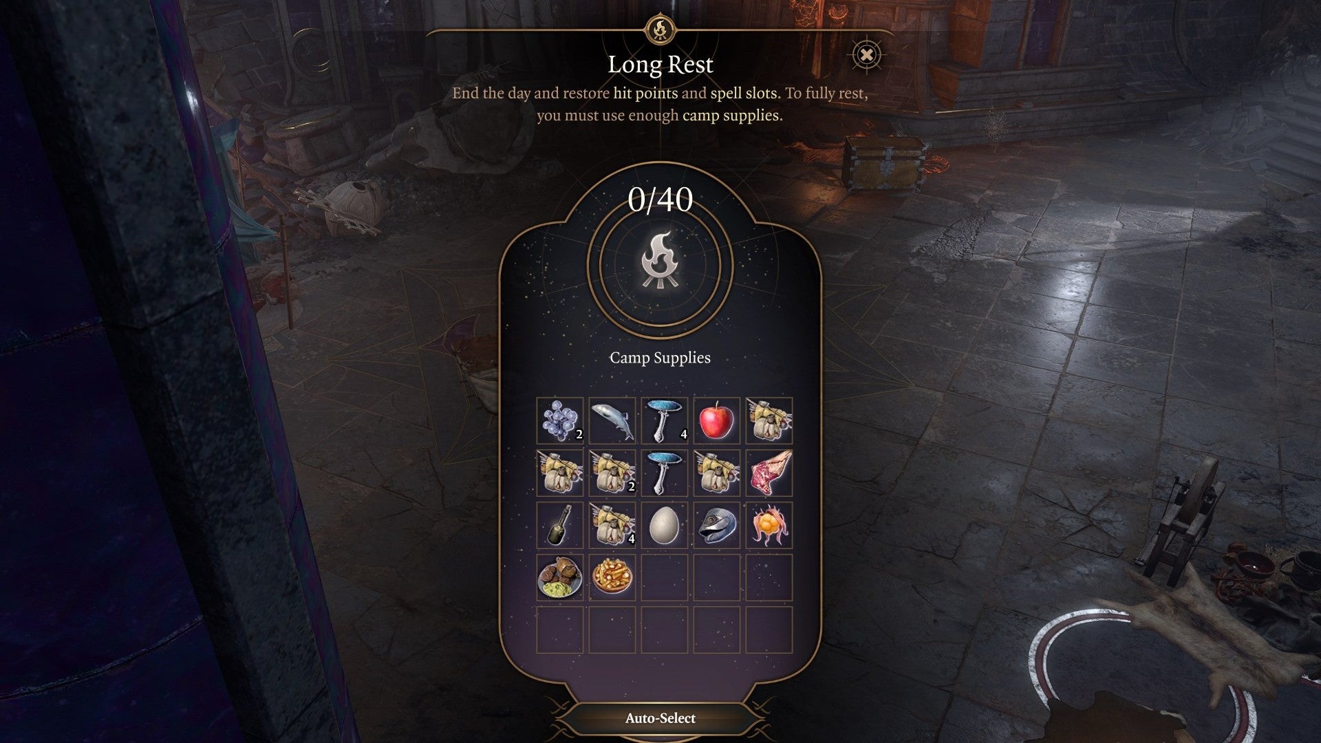 Baldur&rsquo;s Gate 3 image showing the Long Rest menu.