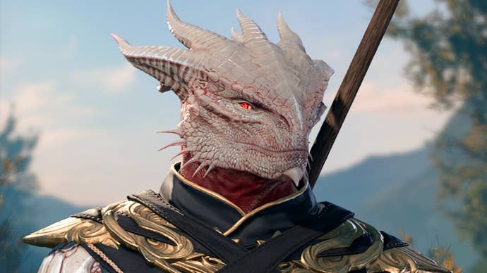 Close up of a version of the dark urge character.