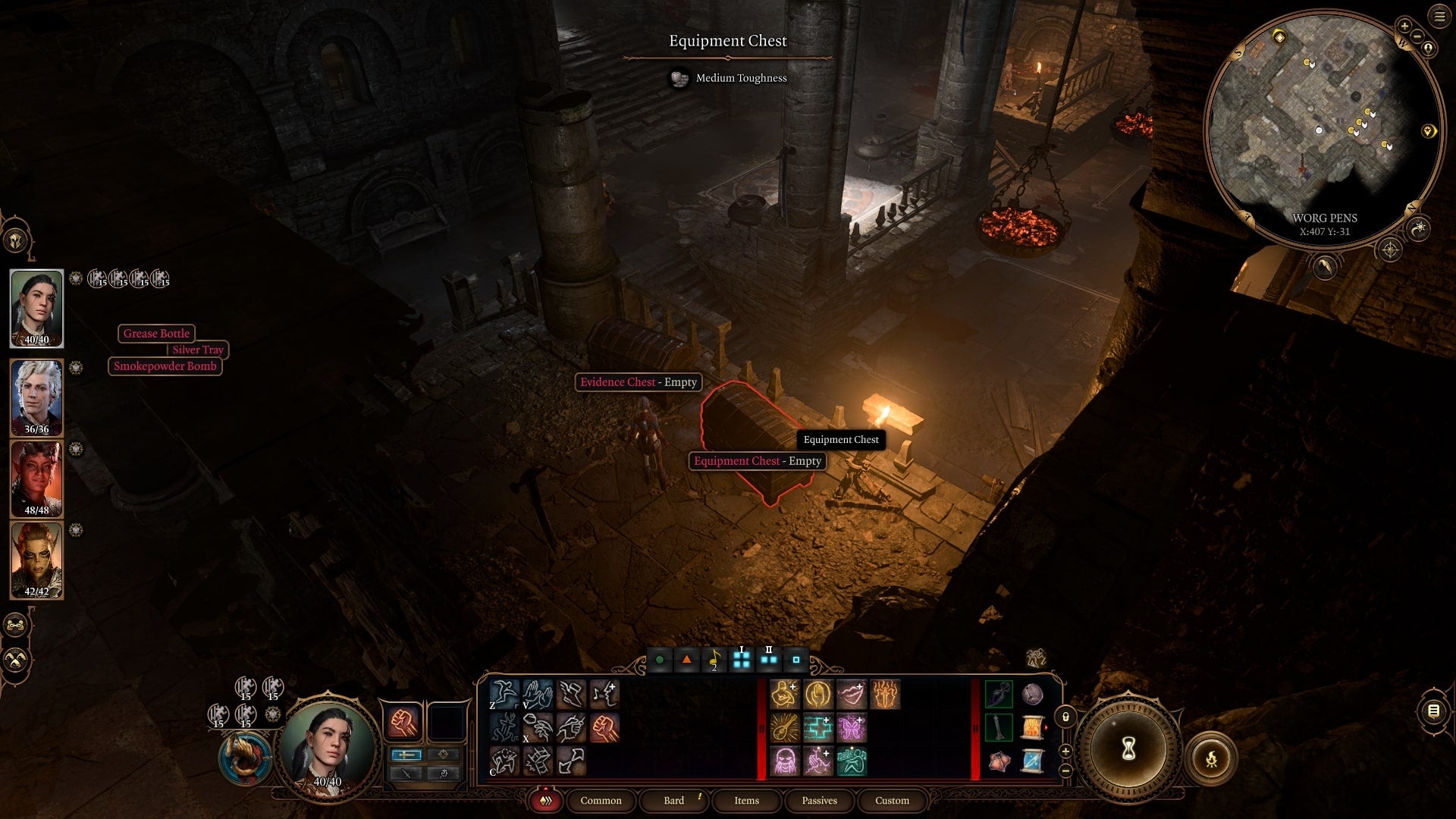 The player looks over at two chest outside of the Worg Pens prison cell in Baldur&rsquo;s Gate 3