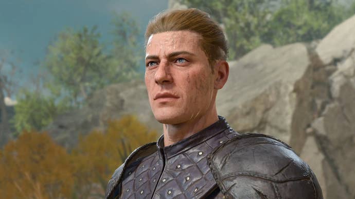 Baldur’s Gate 3 image showing Rugan, a human guard.