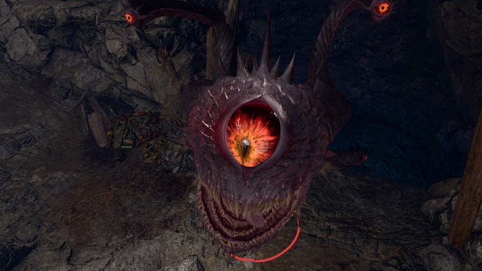 Baldur’s Gate 3 image showing a Spectator, which looks like a large eyeball with tentacles.