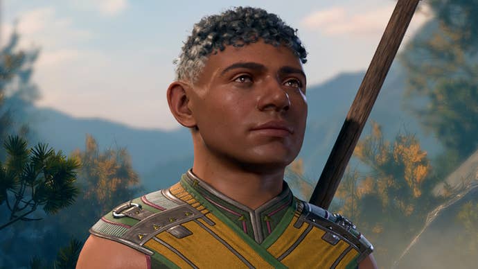 Close up of male body shaped Strongheart Halfling.