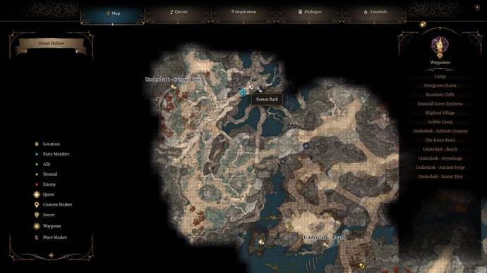 Map image showing the location of sussur bark.