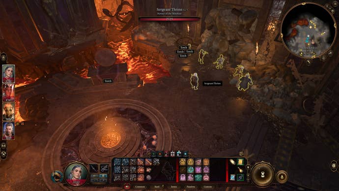 The camera hovers over Thrinn’s location in the Baldur’s Gate 3