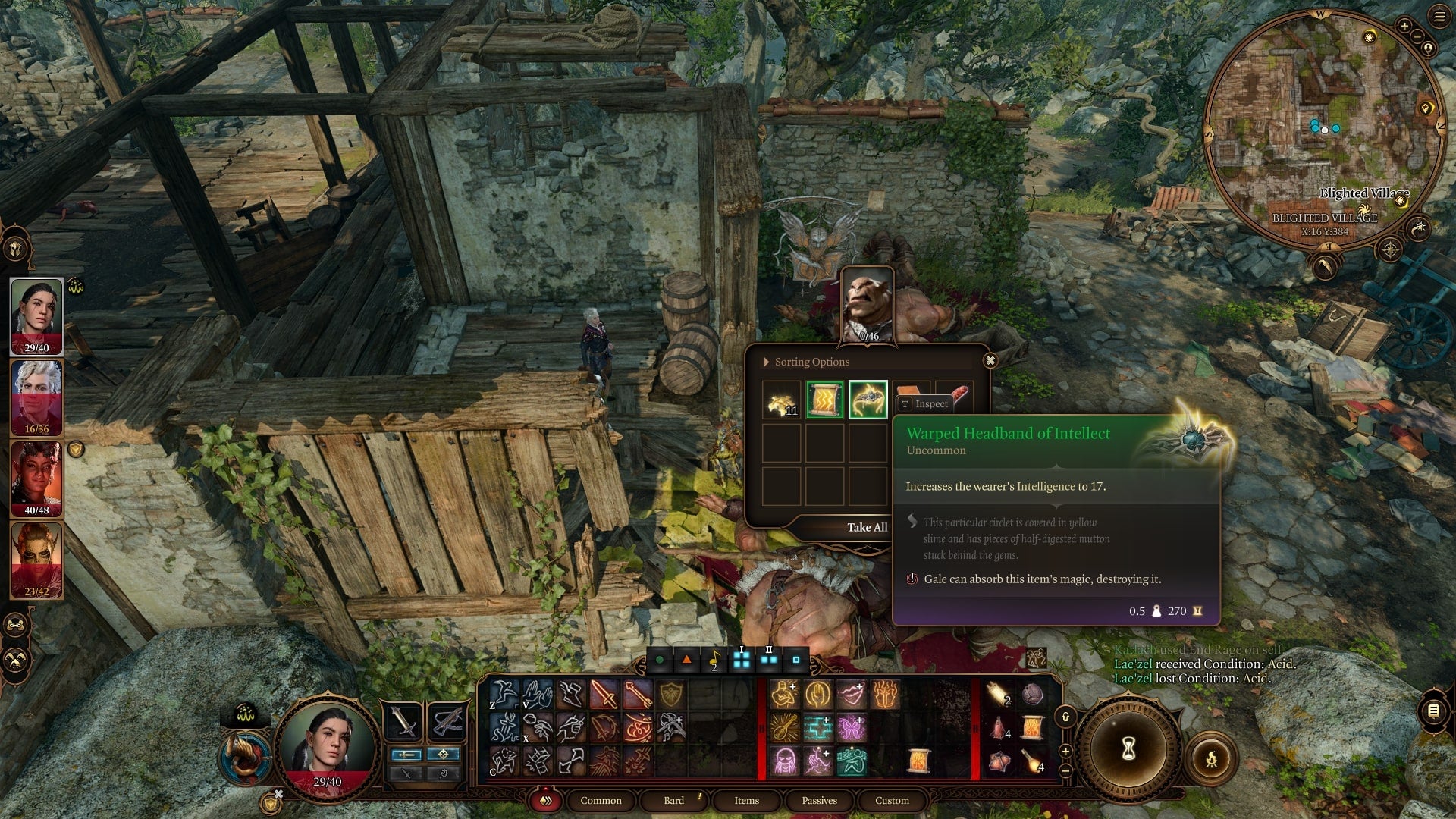 The player hovers over the Warped Headband of Intellect in Baldur&rsquo;s Gate 3