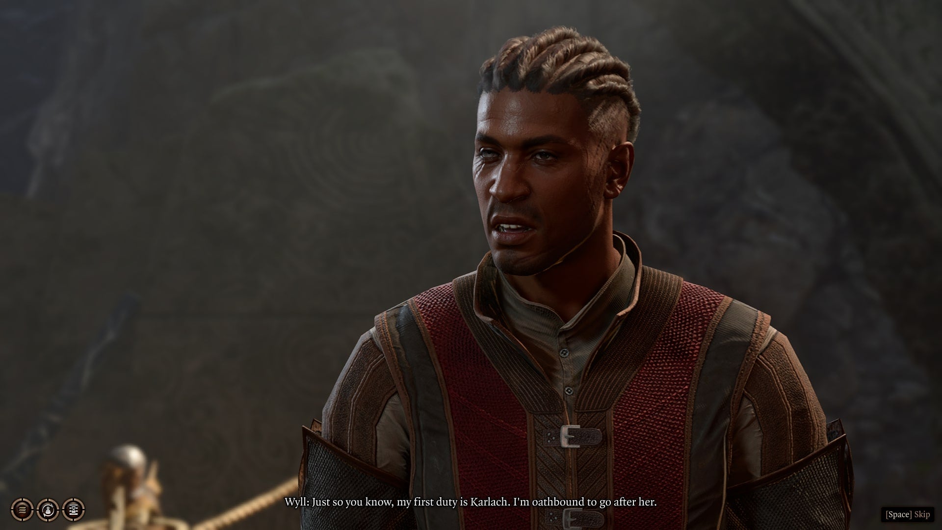 The player speaks with Wyll in Baldur&rsquo;s Gate 3