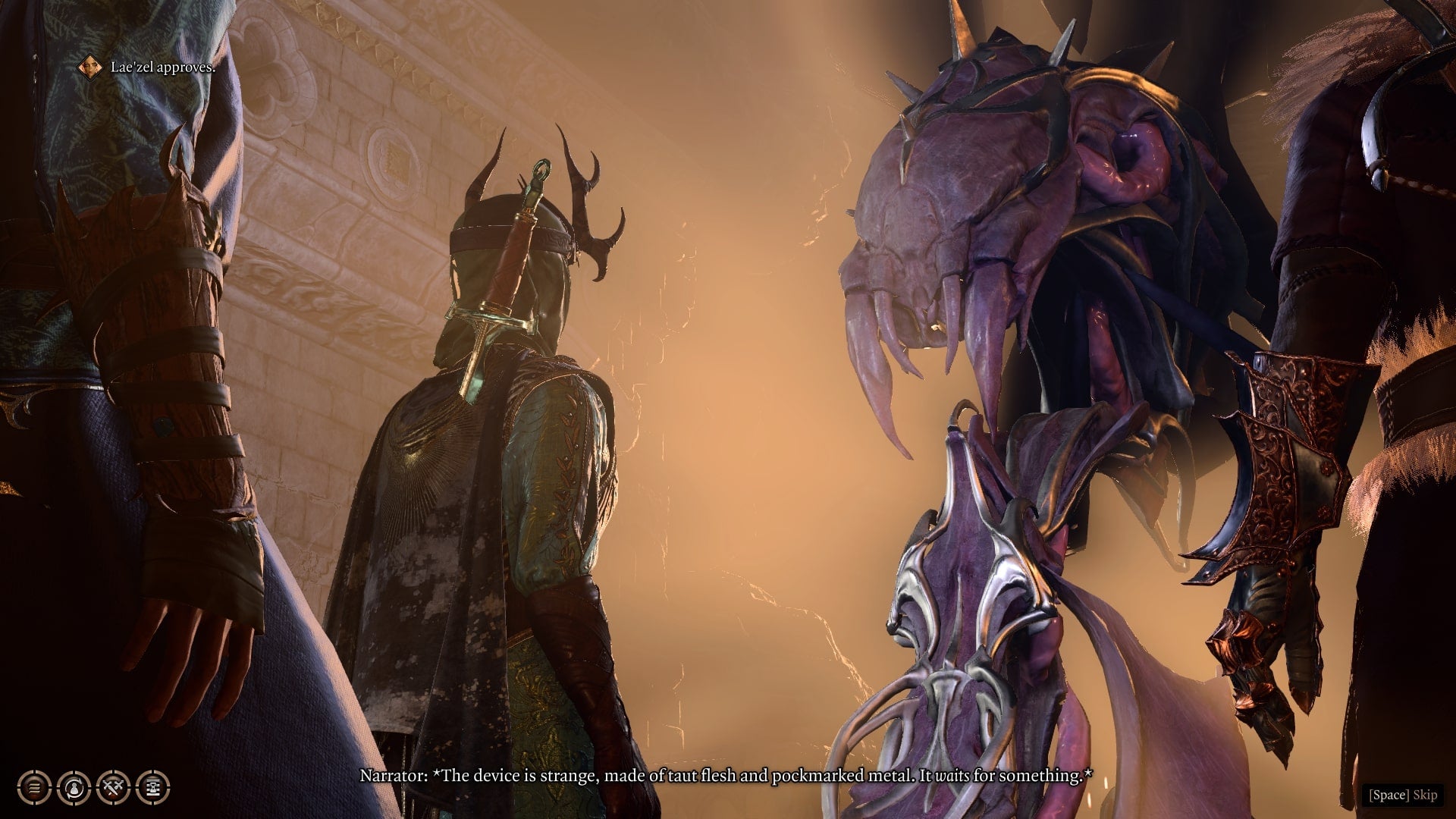 The player party looks towards the Zaith&rsquo;isk in the Githyanki Creche in Baldur&rsquo;s Gate 3