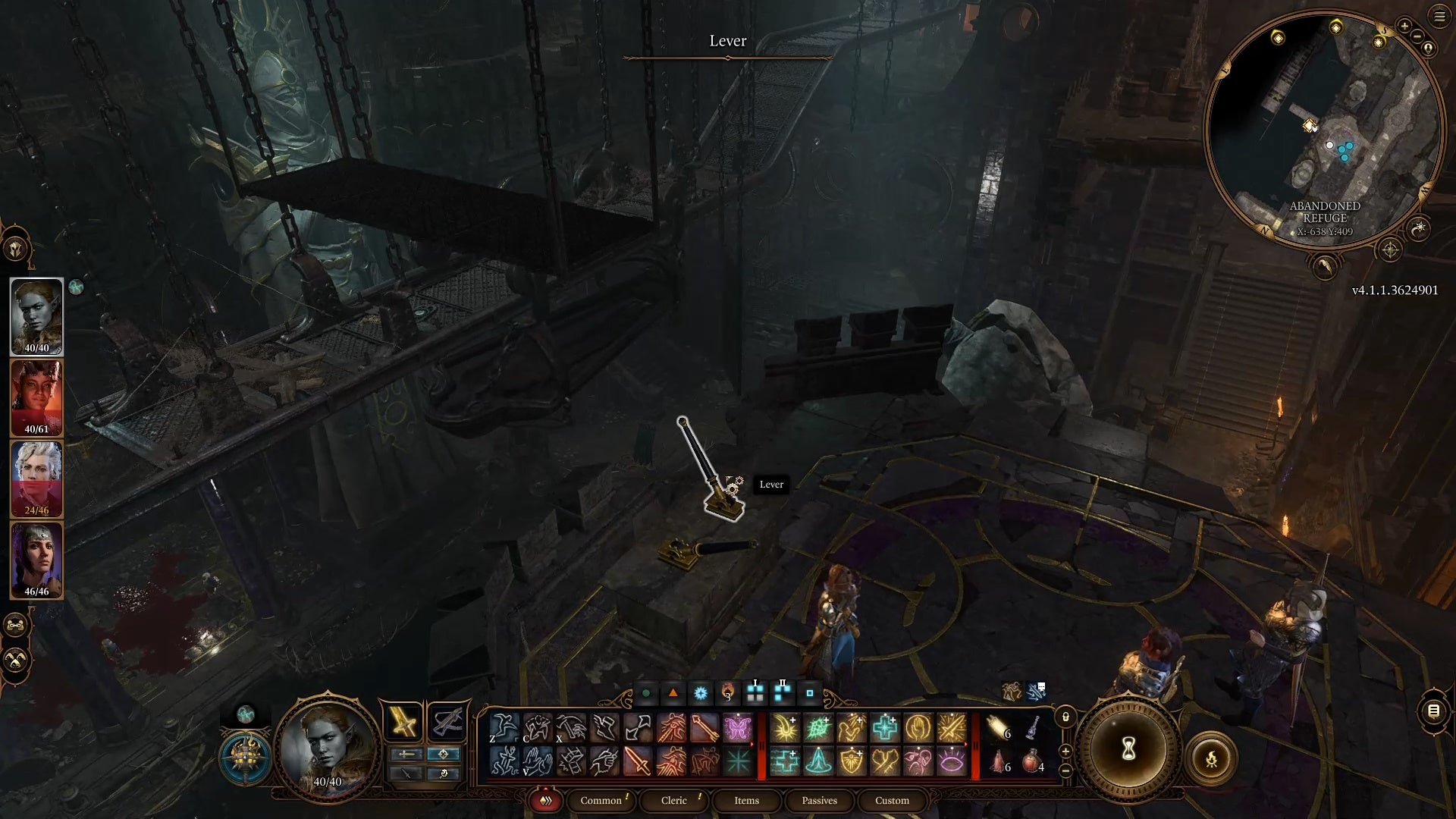 Cursor on a lever with another lever not highlighted beside it.